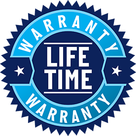 Life Time Warranty Badge in a Round Shape