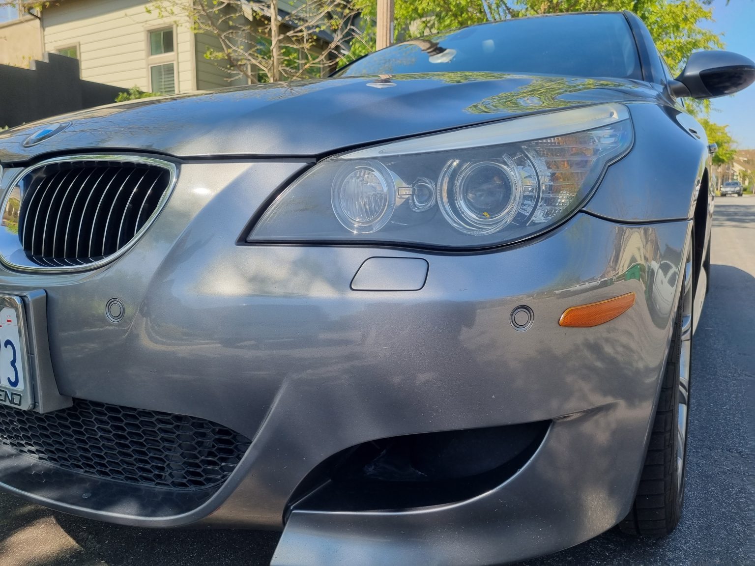 A Grey Color BMW Car Side View